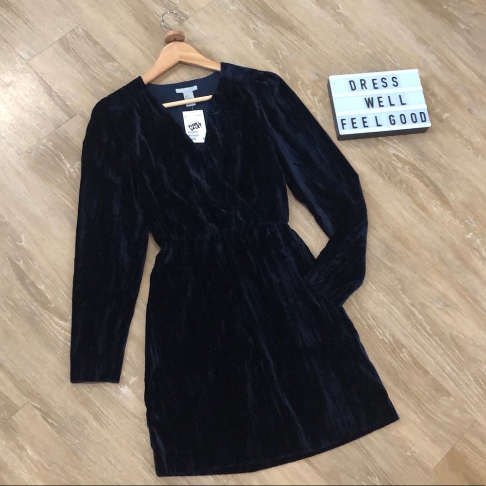 H&M Faux Wrap Blue Dress